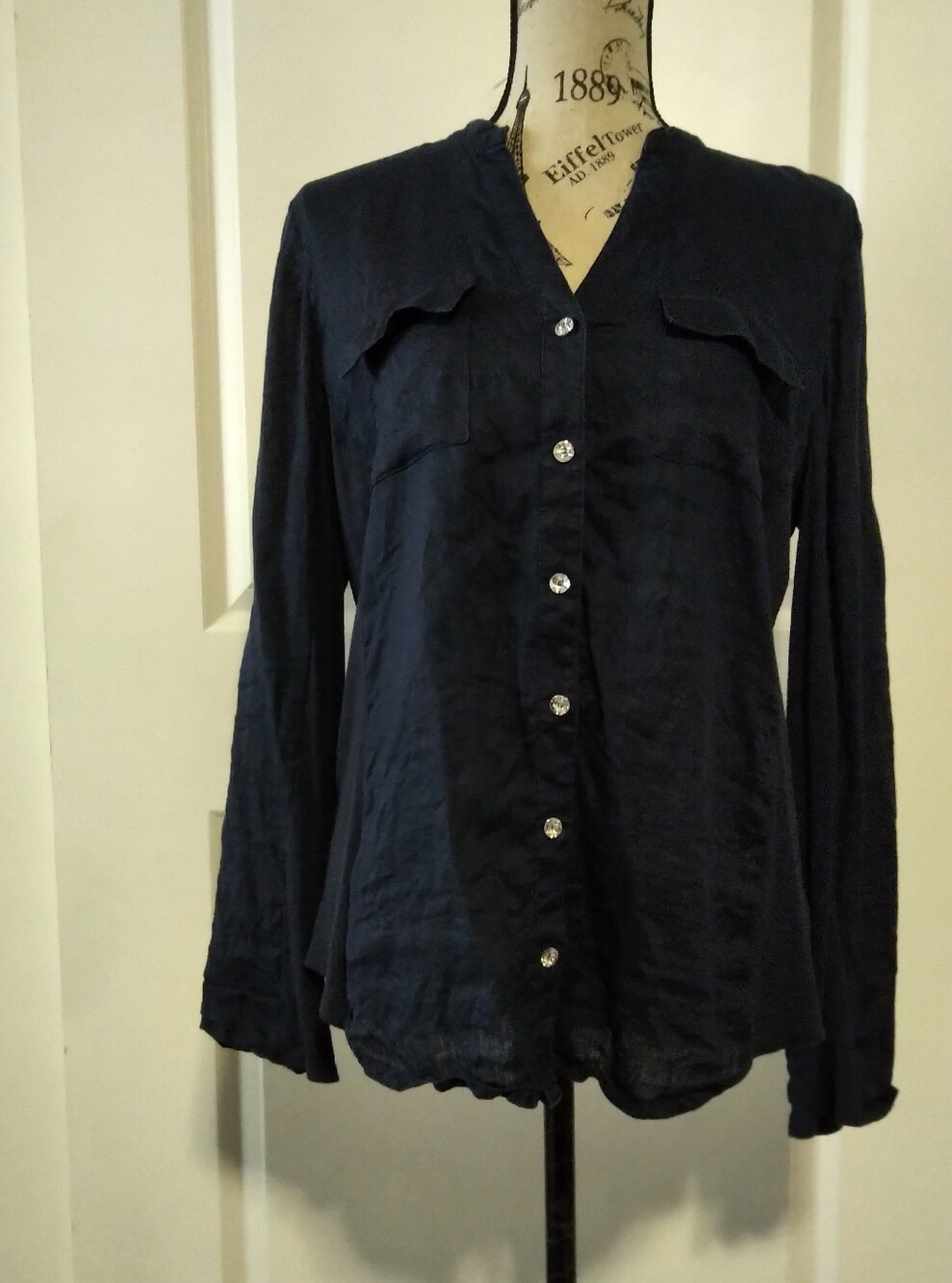 INC International Concepts Dark Blue Dressy Top